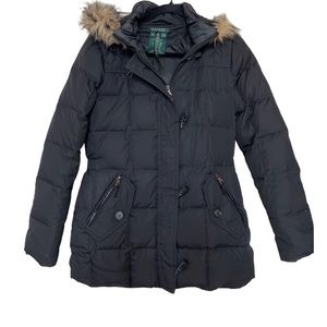 Lauren Ralph Lauren Faux Fur Trim Quilted Puffer Down Women’s Jacket - Size XS